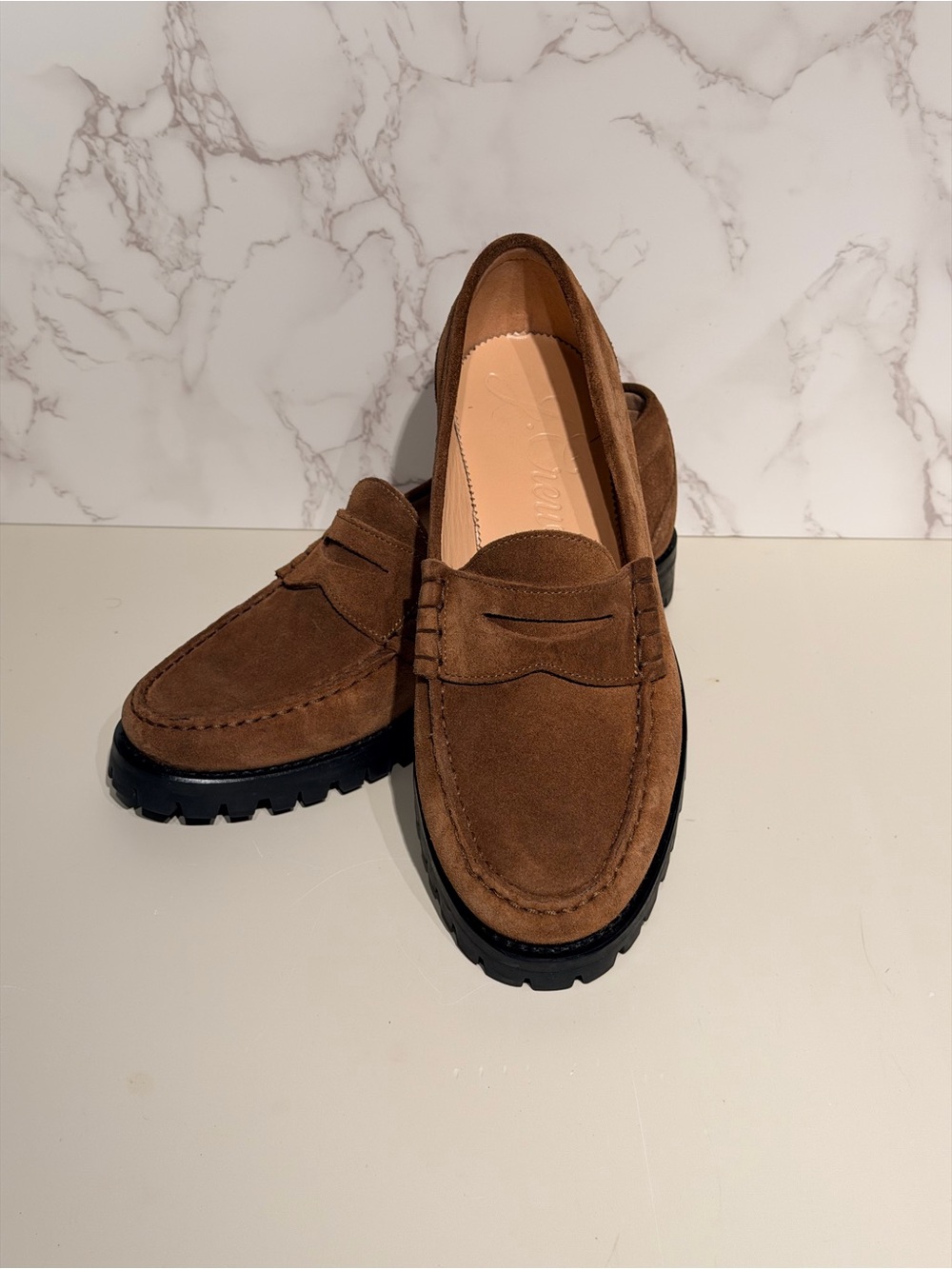NEW J.Crew Brown Suede Penny Loafers - Classic Slip-On Style Women’s size 8